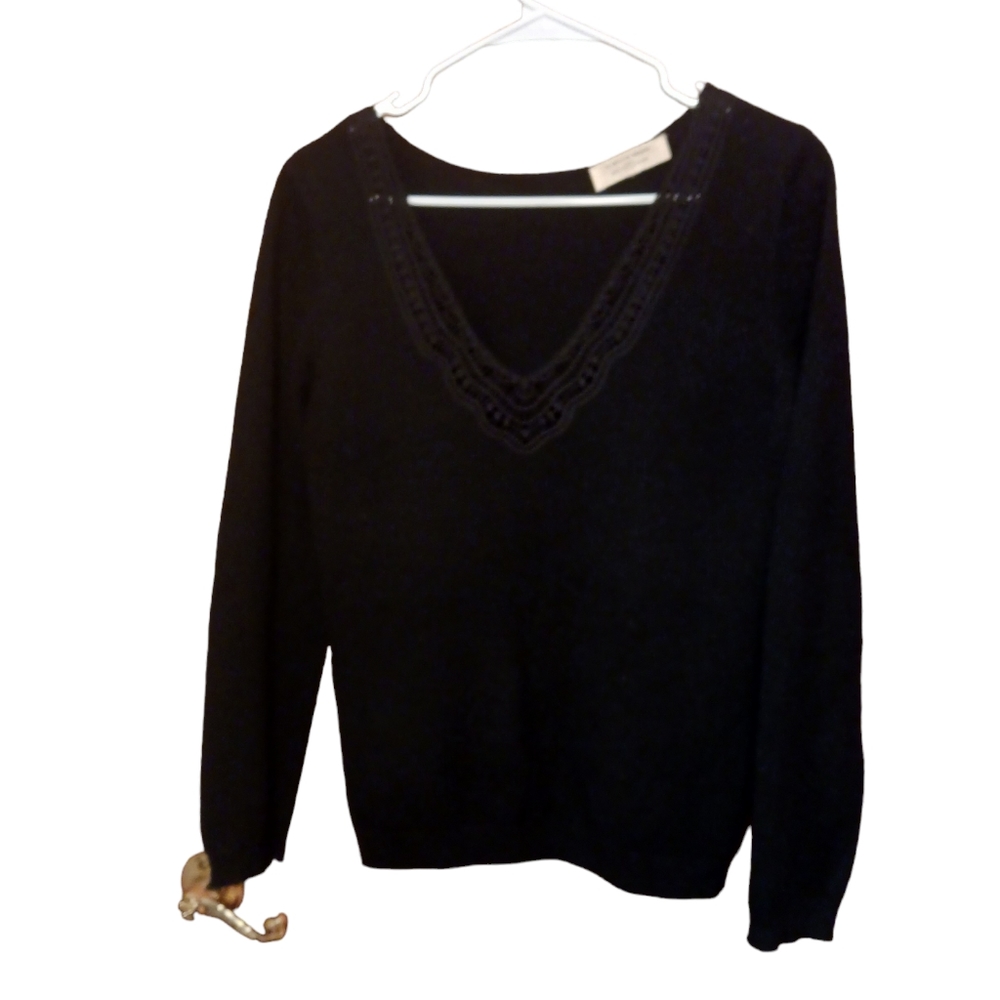 Sezane Black V-Neck Sweater